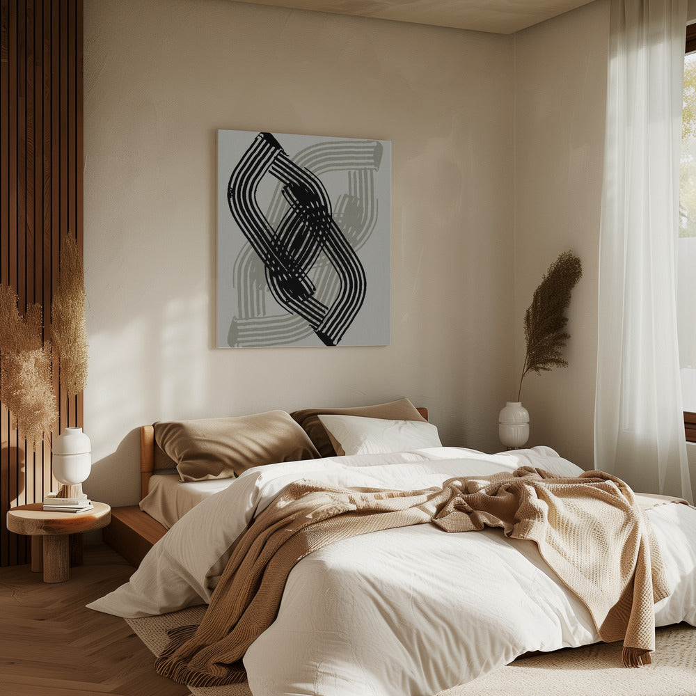Abstract Curves in Black and Grey | Canvas