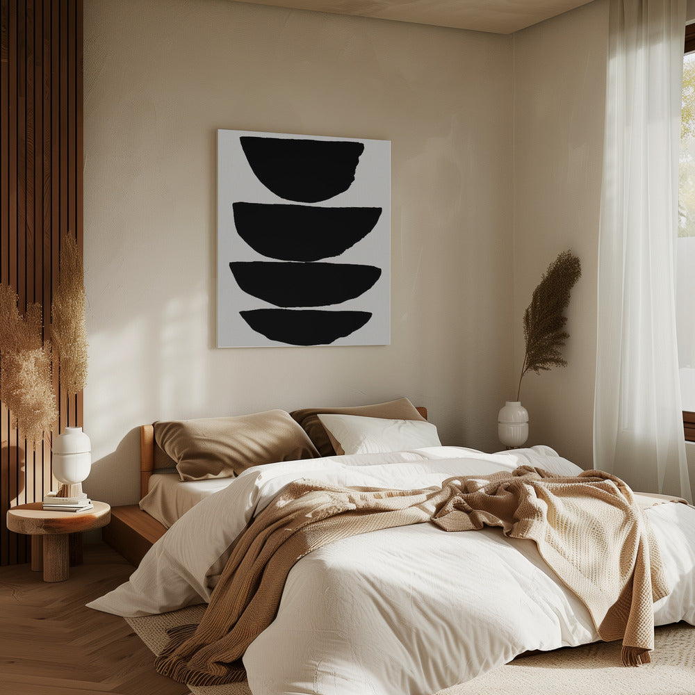 Minimalist Black Abstract Ellipses | Canvas