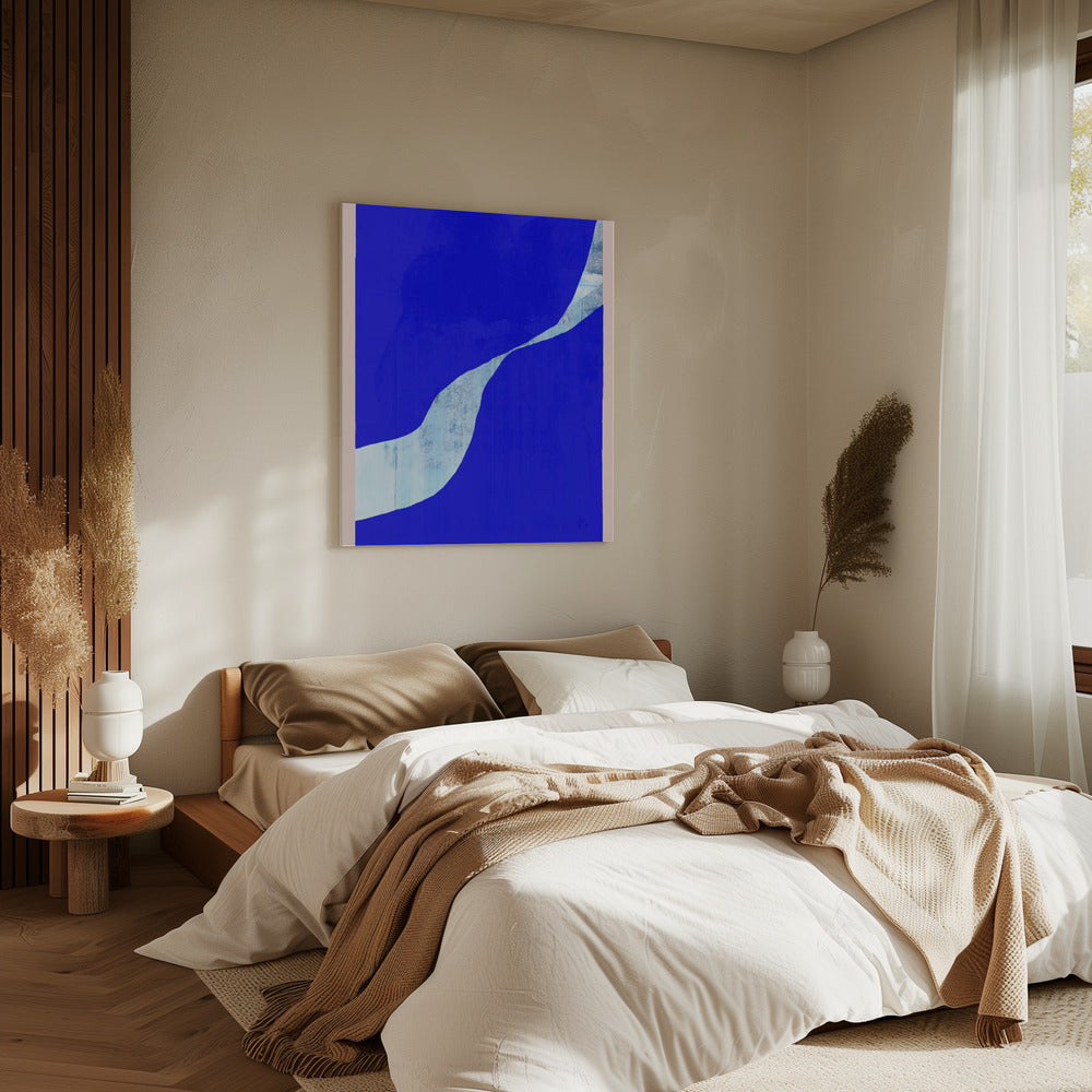 Blue Background With A Dynamic White Curve | Canvas
