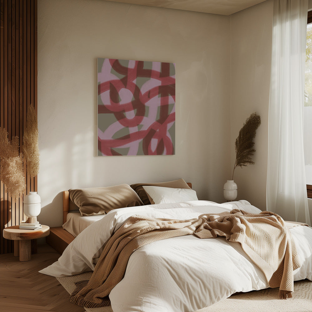 Intertwined Red and Pink Loops | Canvas