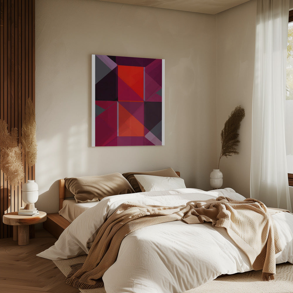 Geometric Composition With Bold Red And Purple Hues | Canvas