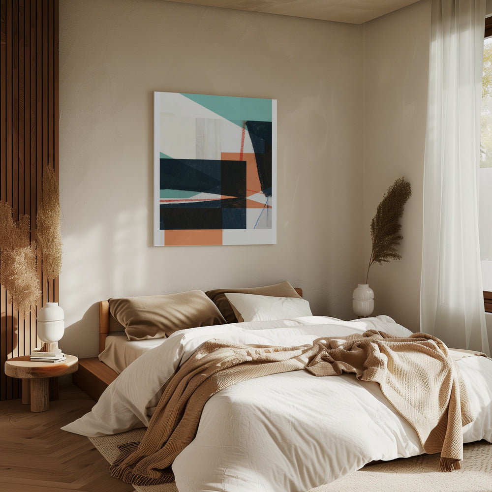 Geometric Shapes In Muted Teal | Canvas