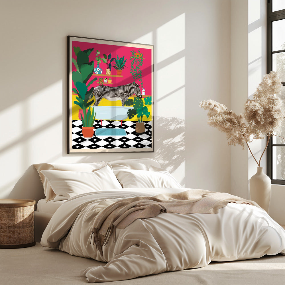 Zebra Bathtime | Poster