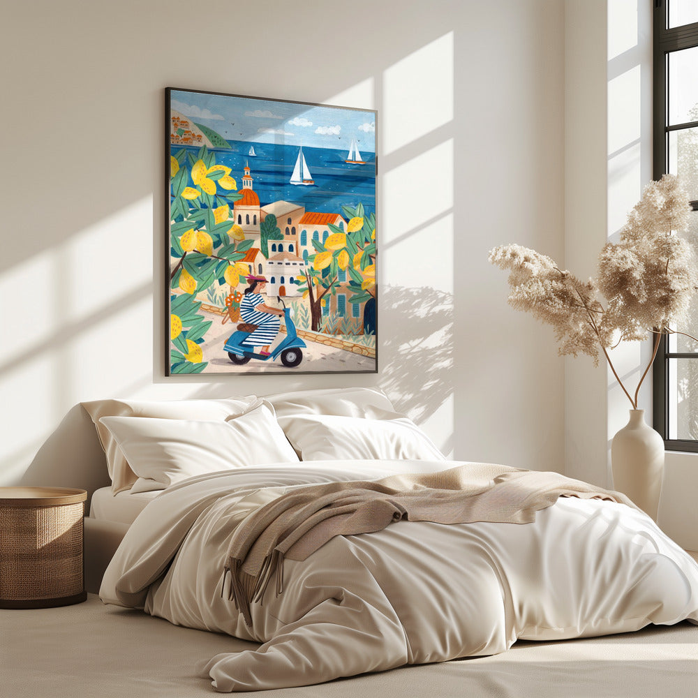 Travel poster woman on the Amalfi coast, Italy | Poster