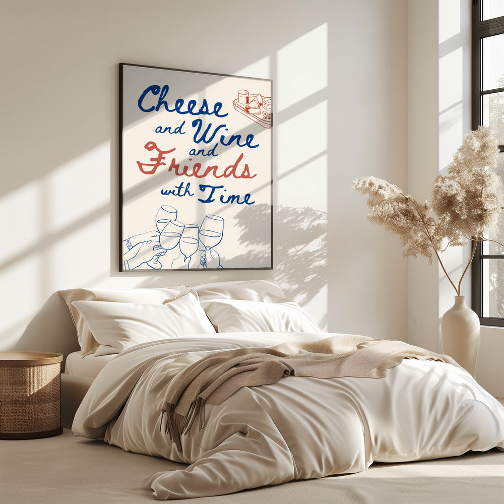 Cheese and wine..., Text + Illustration | Poster