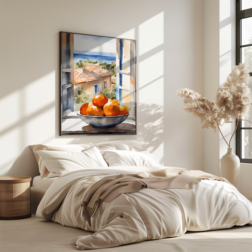 Orangenschale im Fenster | Poster