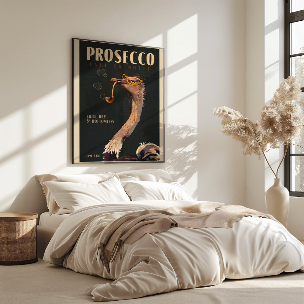Art Deco Prosecco Wall Art Of An Ostrich | Poster