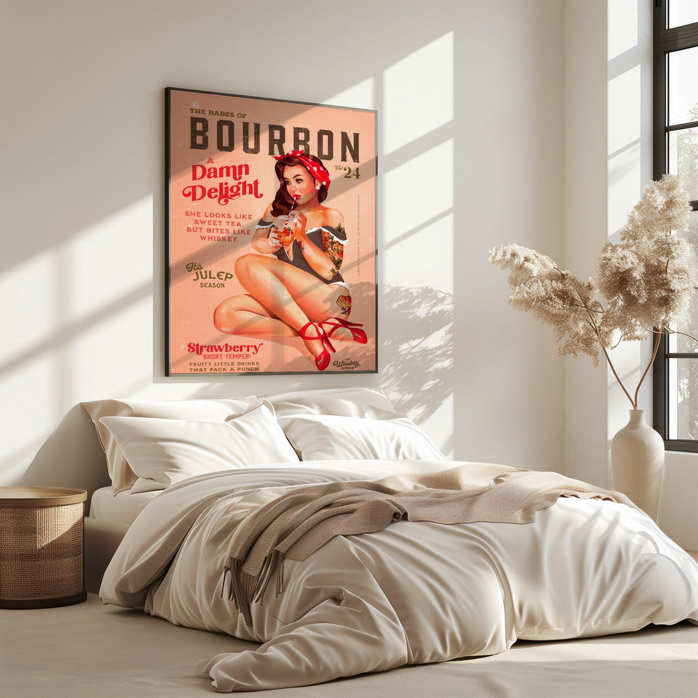 Bourbon Babes Vol 22 Vintage Pinup Girl Drinking A Cocktail | Poster