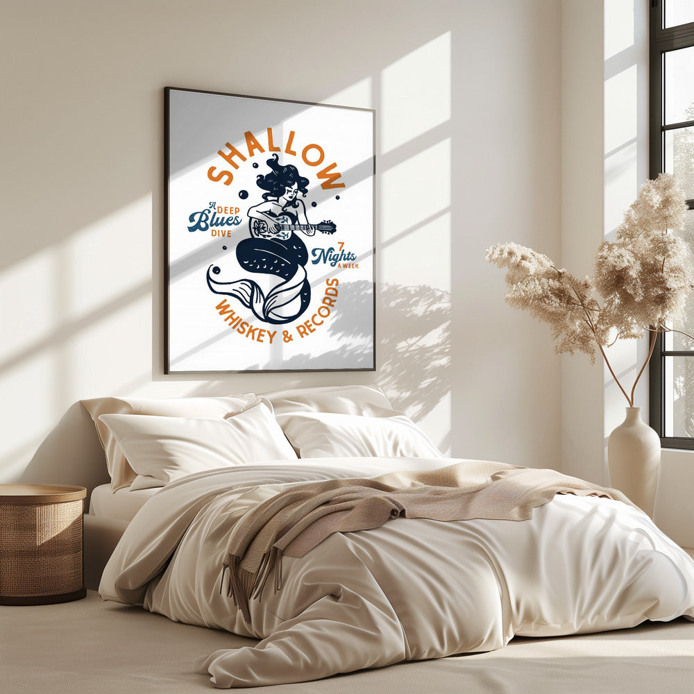 Shallow Whiskey & Records Dive Bar Music Mermaid | Poster