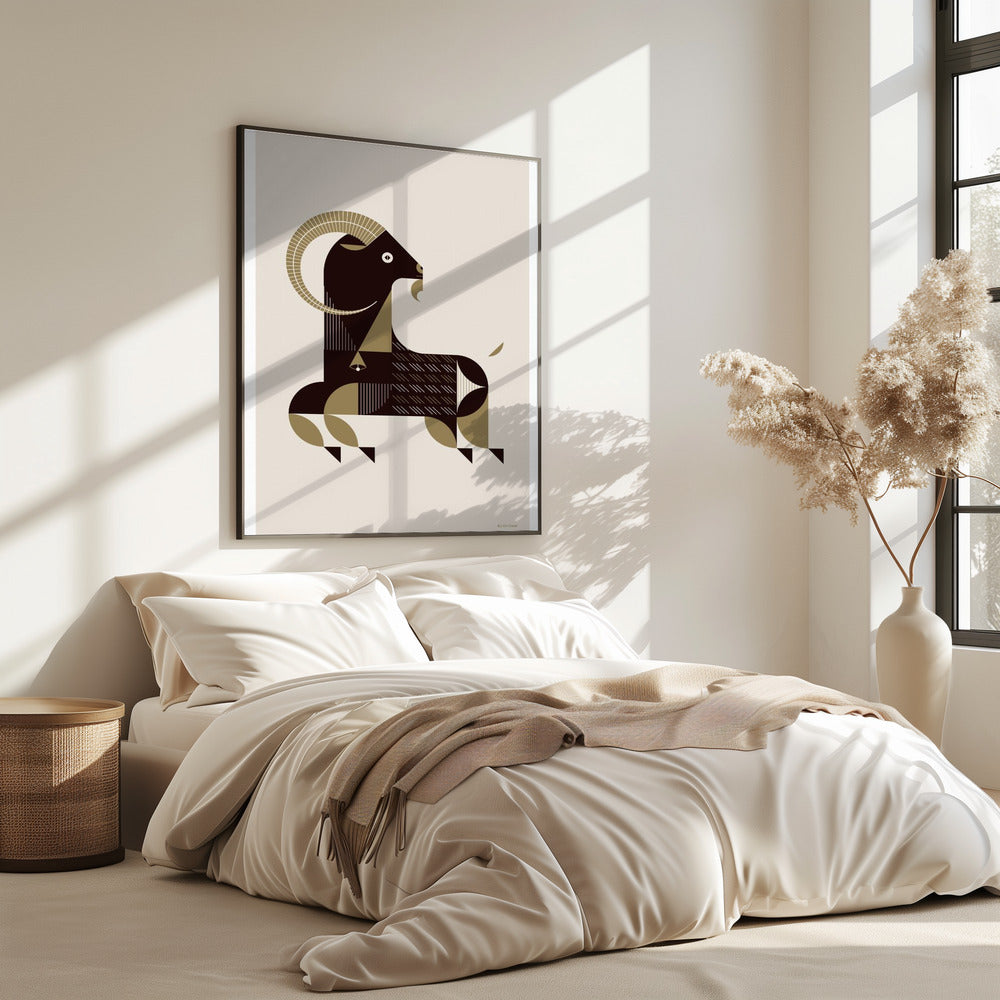 Golden Animals - Kri Kri Goat (White) | Poster