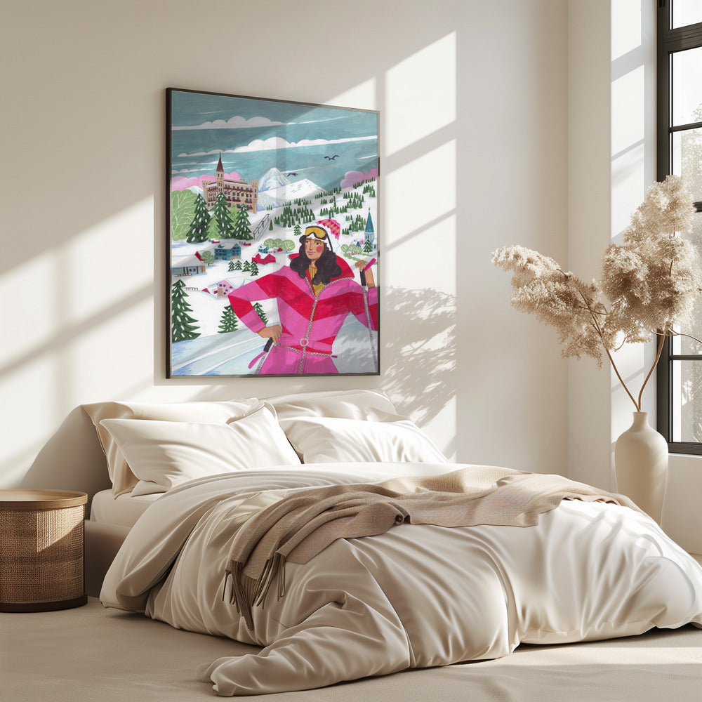 Winter Scene Woman Skiing | Poster