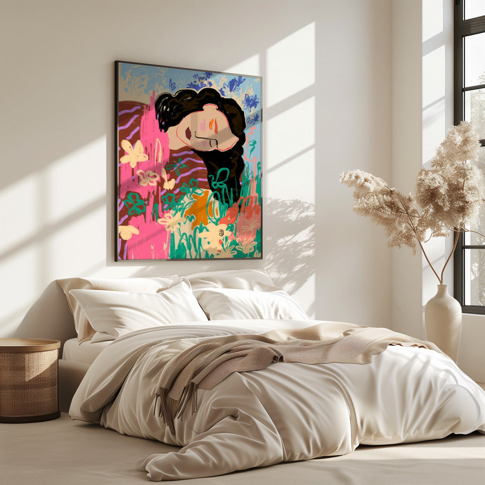 Expressive Figure Surrounded By Colorful Flowers | Poster