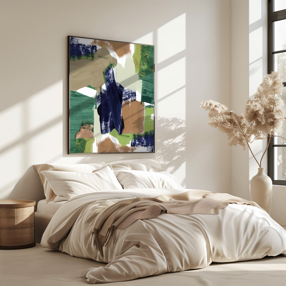 Abstract Blue Green Beige No 1 | Poster