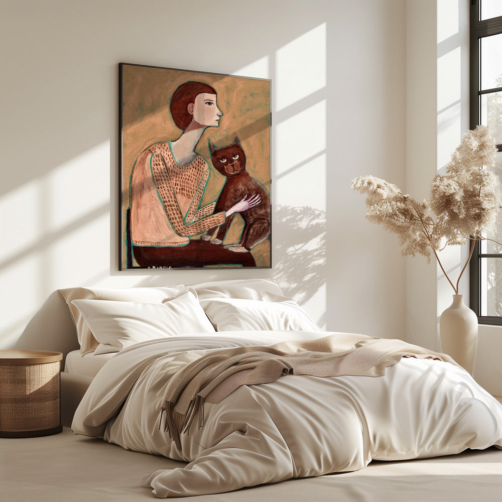 Woman with cat | Poster