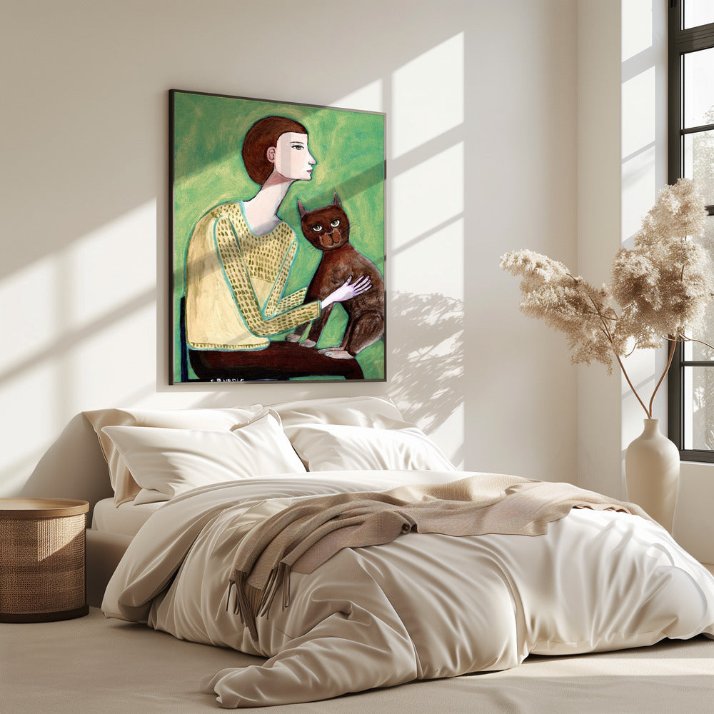 Woman with cat | Poster