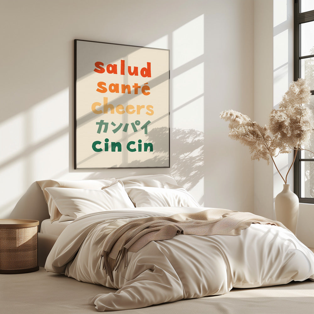 Cheers Typography - Salud Santé Cheers Kanpai Cin cin | Poster