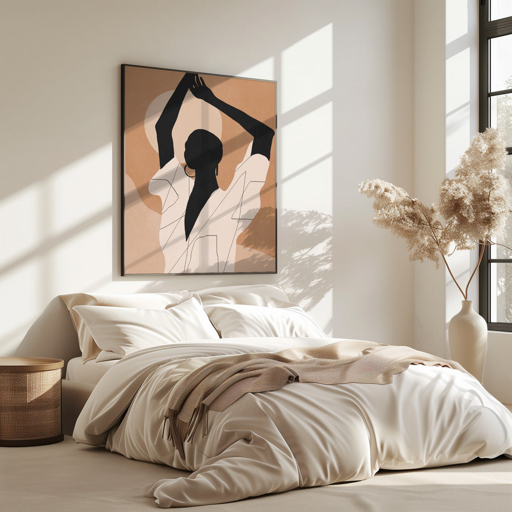 Minimal Abstract Art Sunset Girl | Poster
