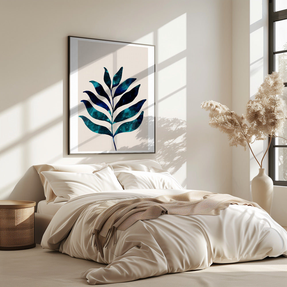 Botanical Design With Dark Blue Watercolor | Poster