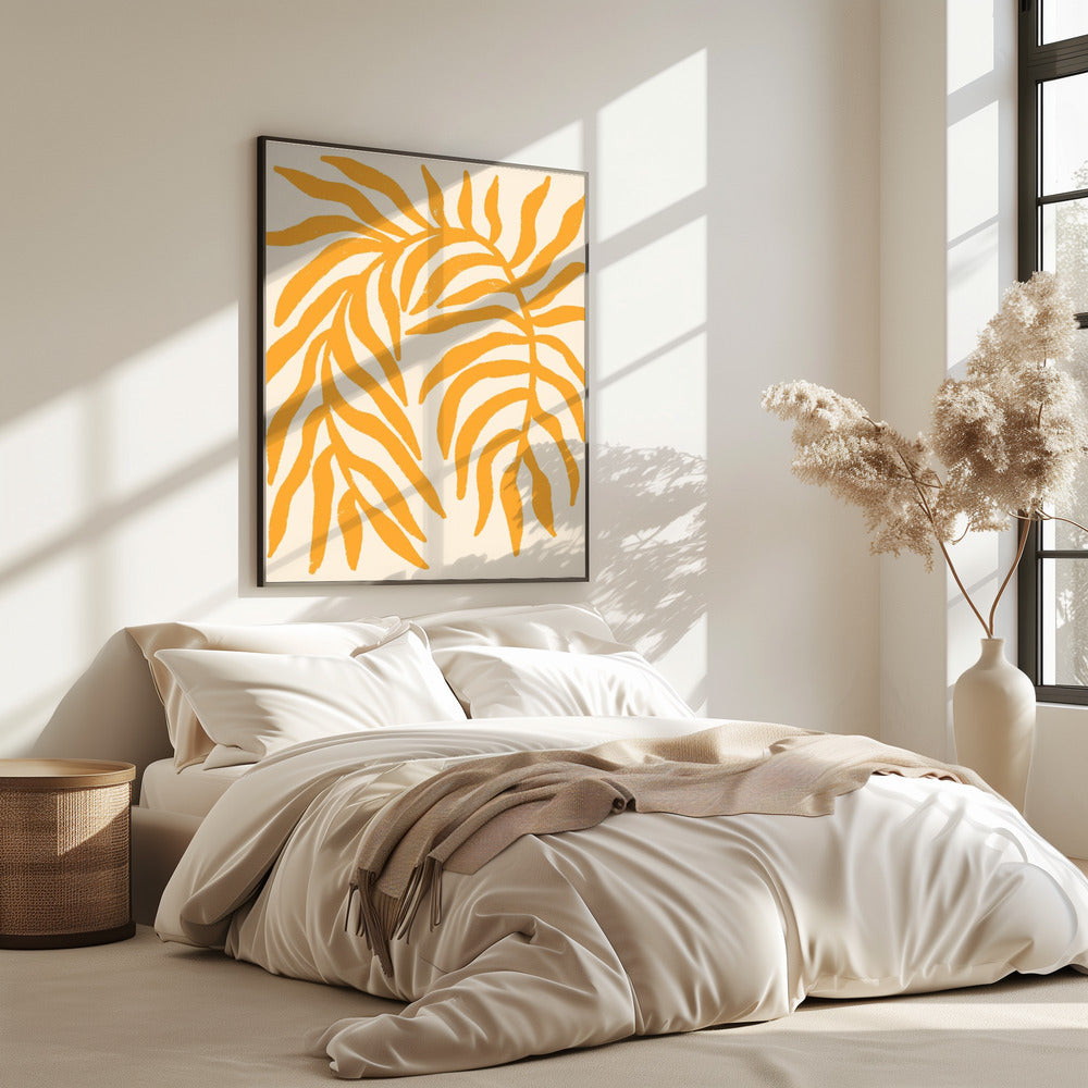 Yellow Silhouette Textured Branch | Poster