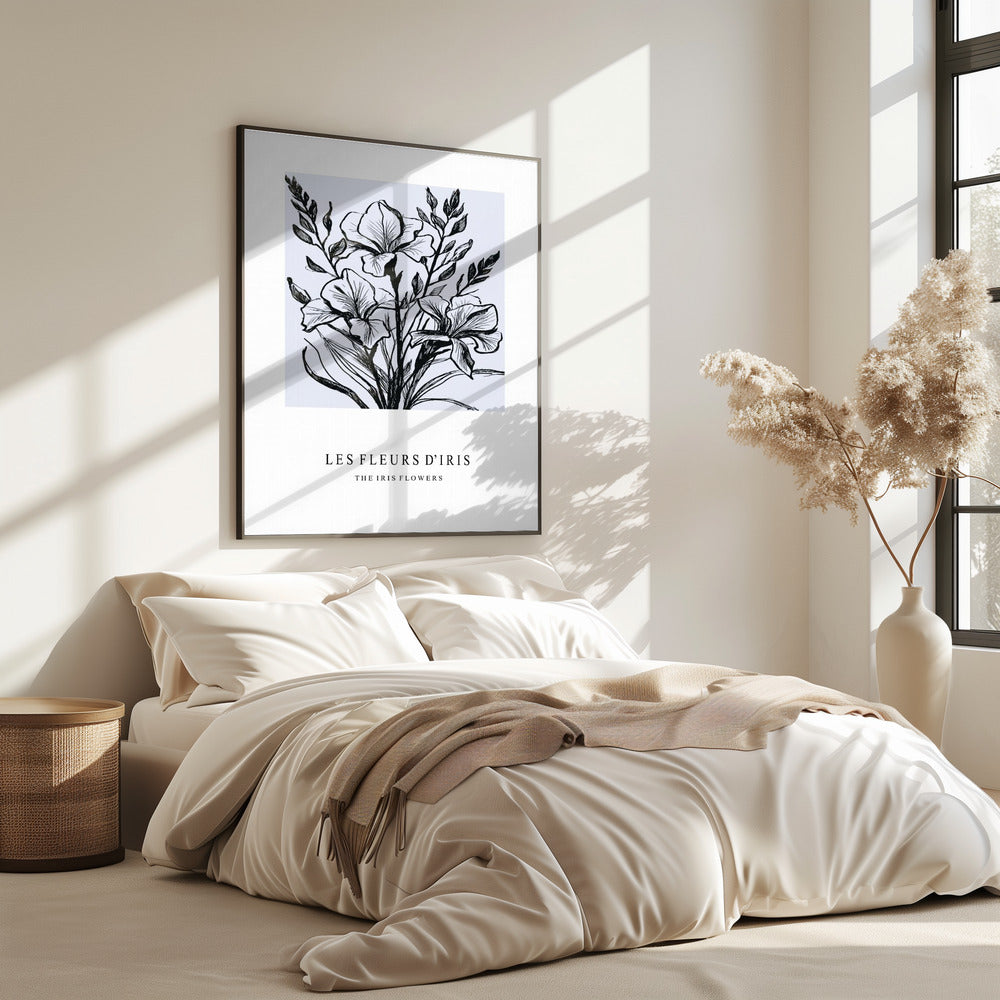 Iris Flowers In A Monochrome Illustration | Poster