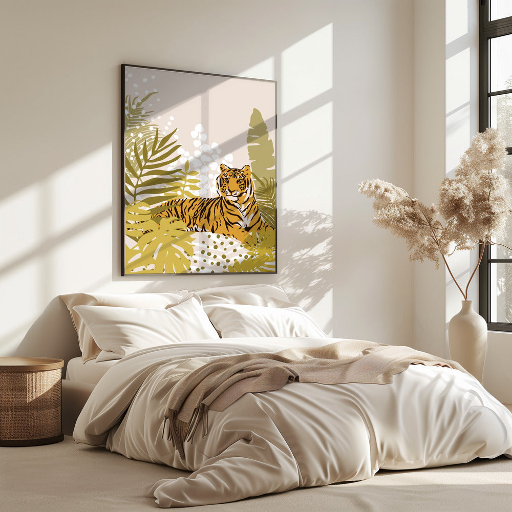 Tiger Laying Down By Cats and Dotz 30 X 42 Inches | Poster
