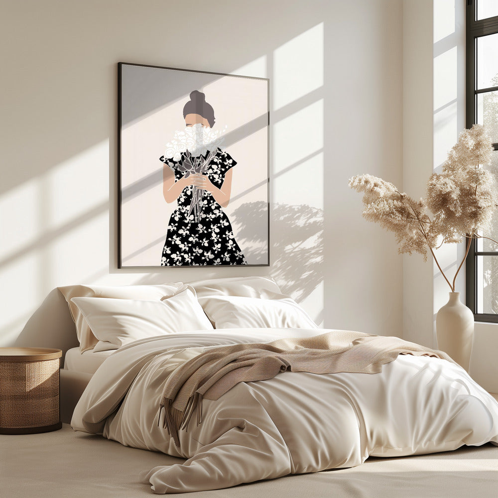 Girl With Flower Bouquet | Poster