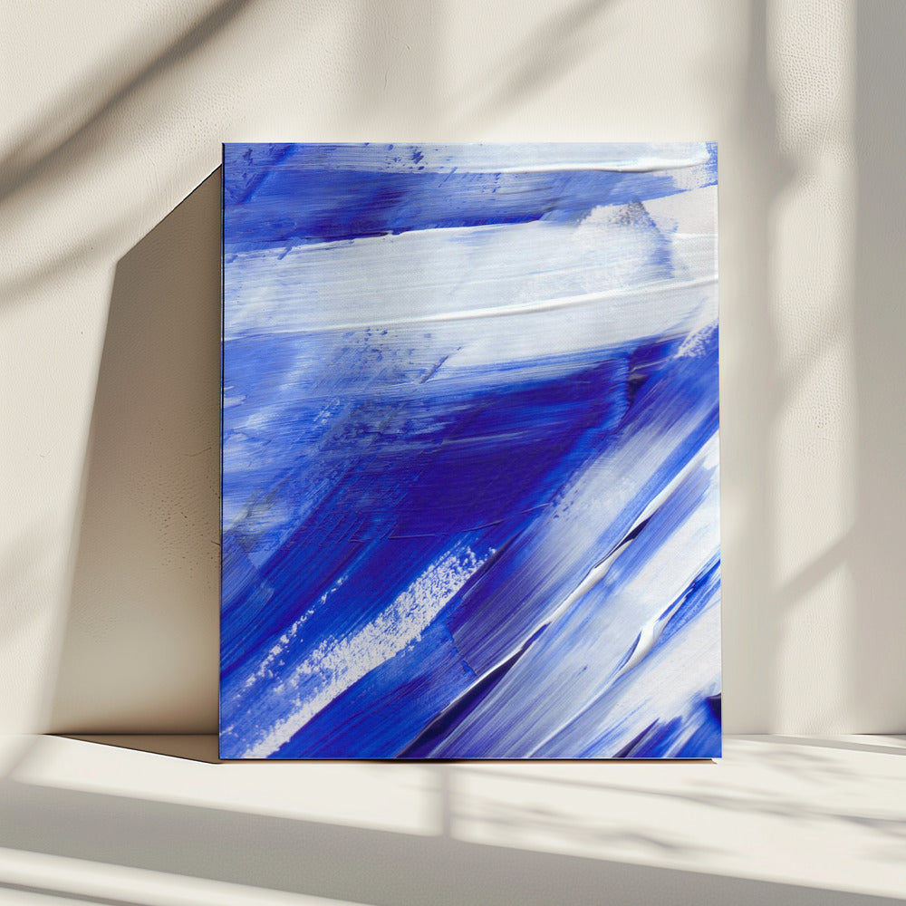 White and Blue Brushstrokes | Canvas