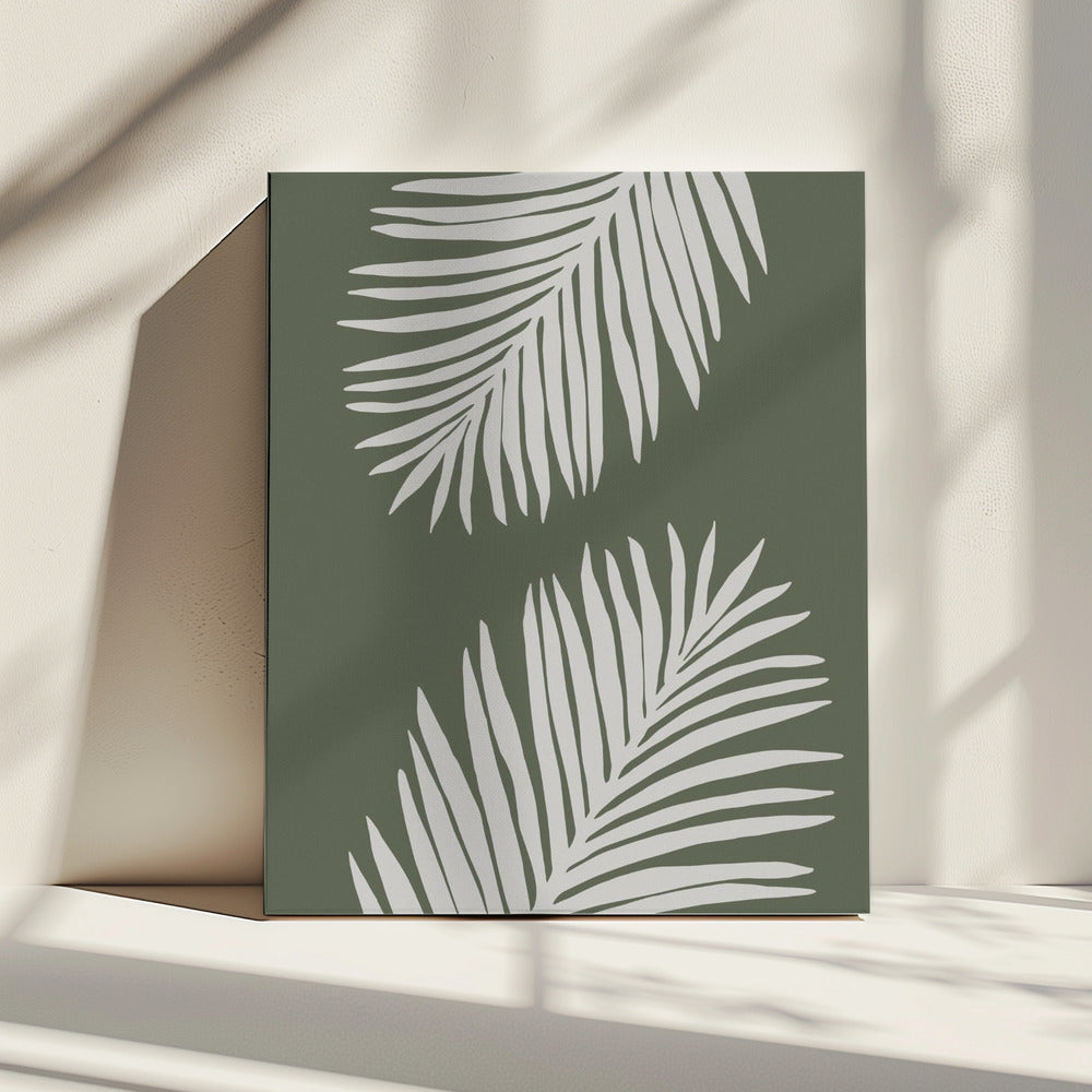 PALM LEAF 06 GREEN WHITE | Canvas