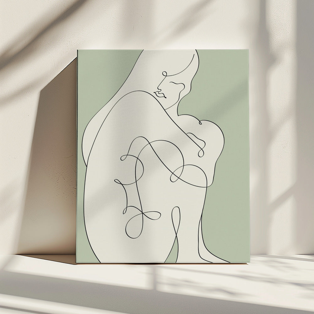Sitting Woman Green | Canvas