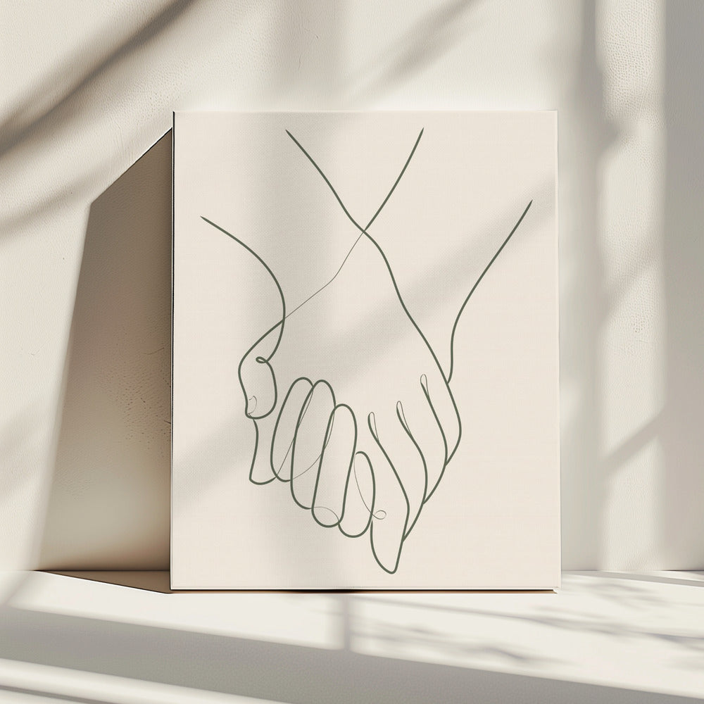 Holding Hands Green | Canvas
