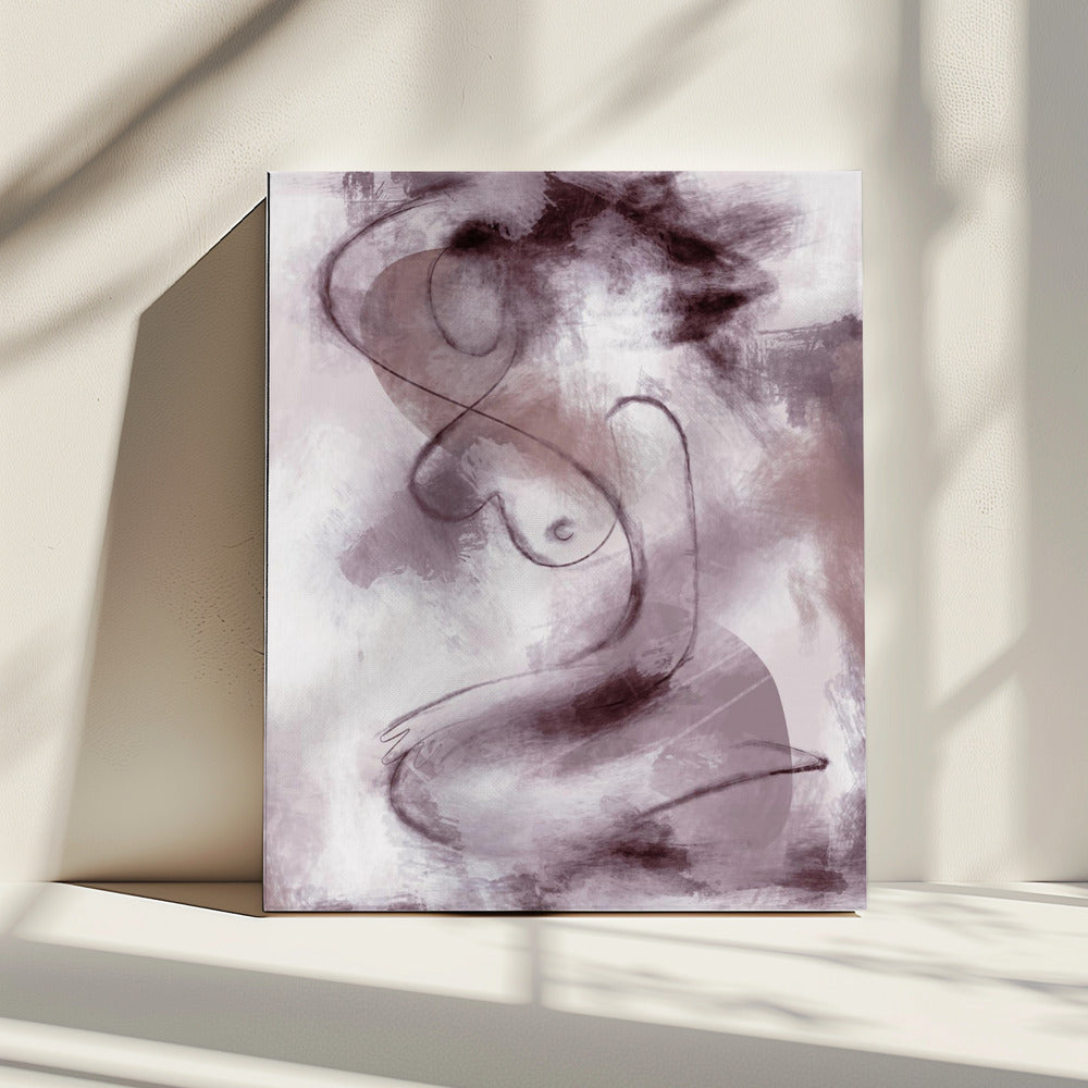 WOMAN FIGURATIVE ABSTRACT PAINTING PURPLE | Canvas
