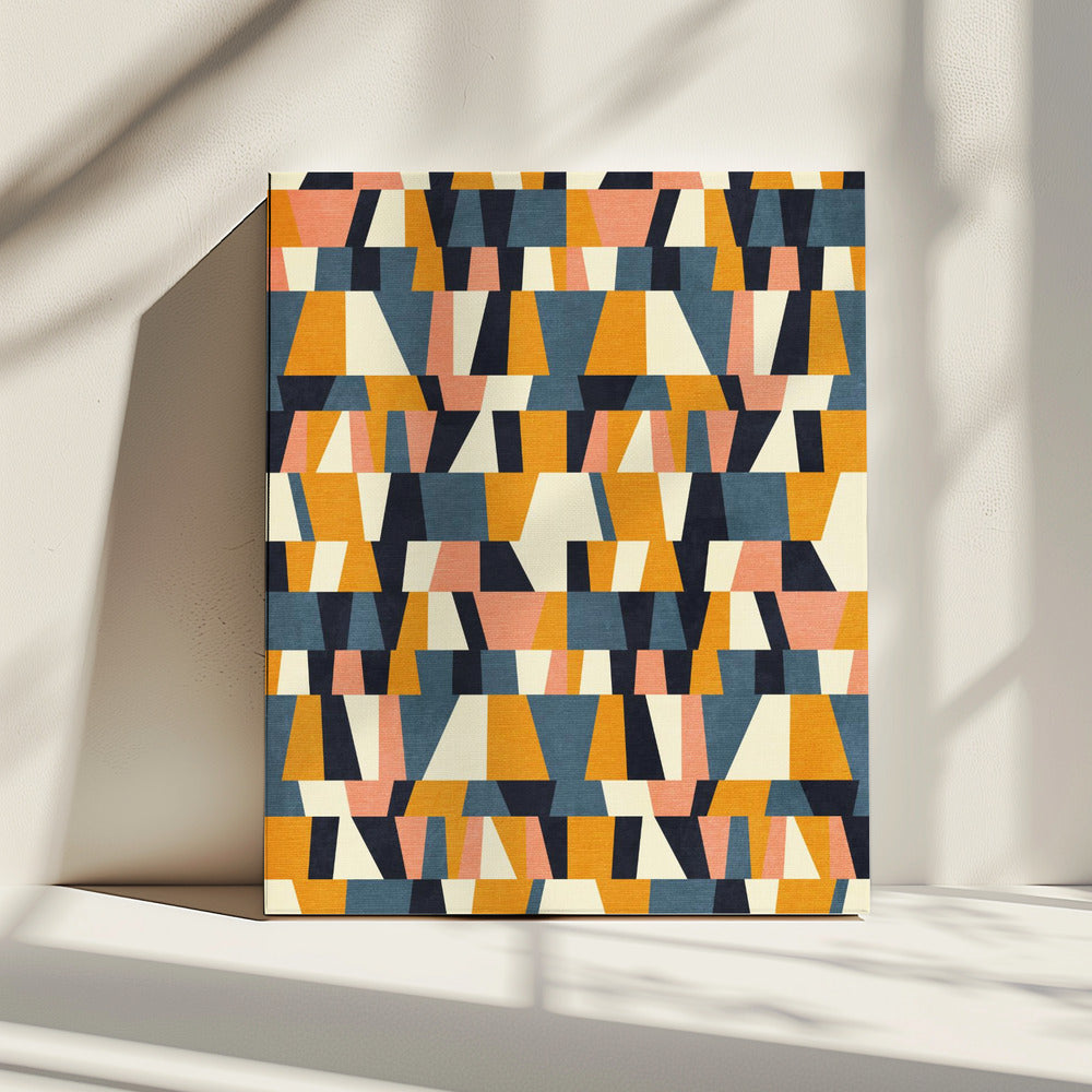 Rainbow Plus Shapes Blue Mustard14 | Canvas