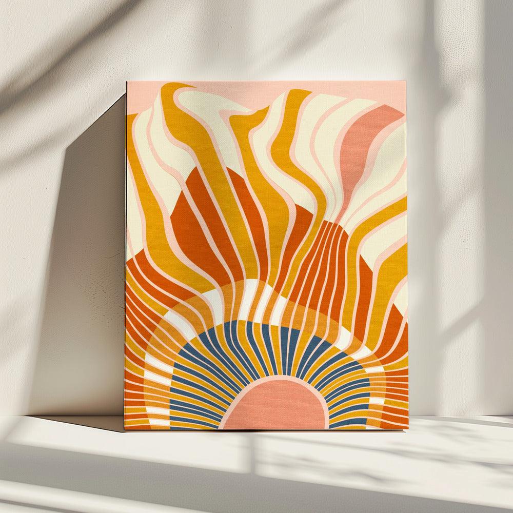 Rainbow Plus Shapes Blue Mustard12 | Canvas