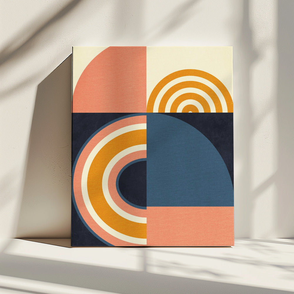 Rainbow Plus Shapes Blue Mustard9 | Canvas