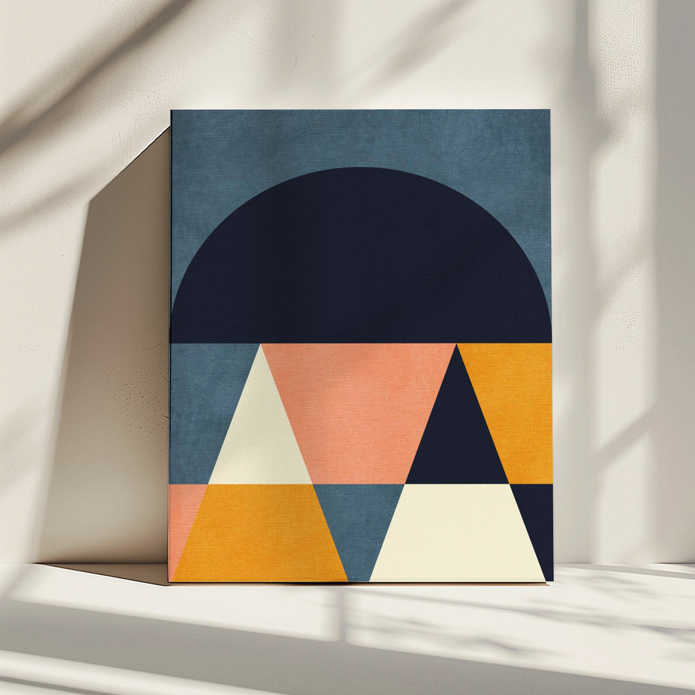 Rainbow Plus Shapes Blue Mustard4 | Canvas