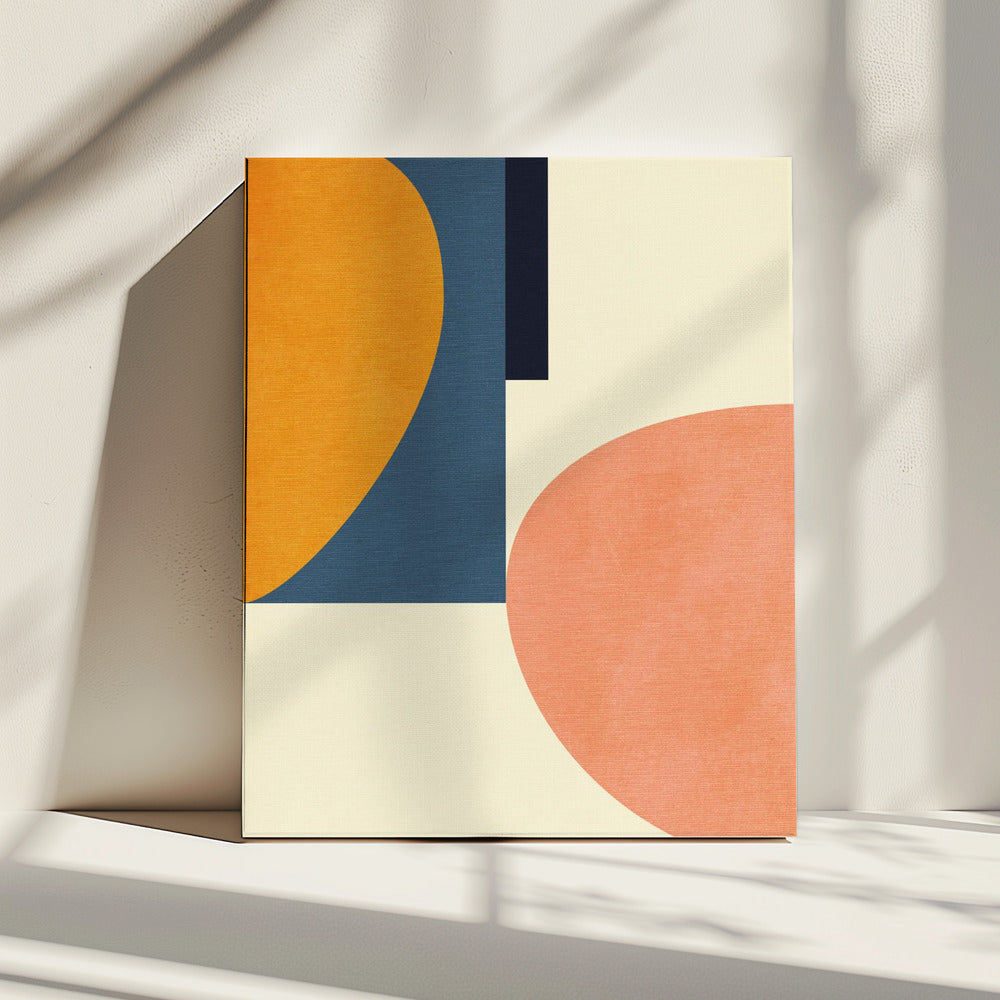 Rainbow Plus Shapes Blue Mustard1 | Canvas