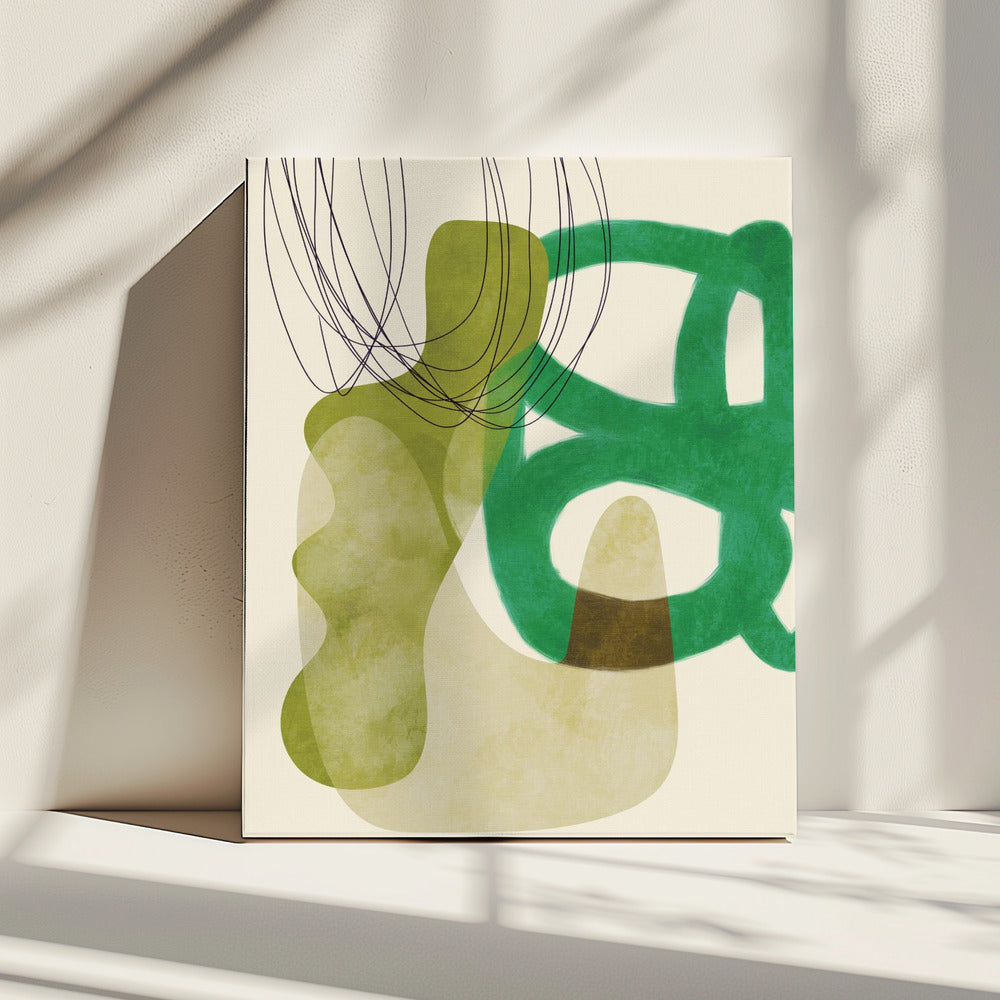 Painted Lines Green Tan Kopie | Canvas