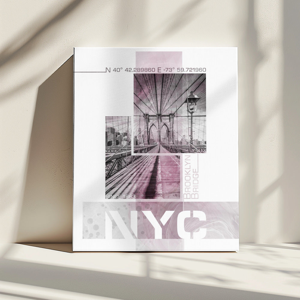 Poster Art NYC Brooklyn Bridge | pink marble | Canvas