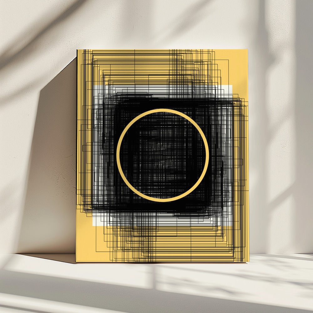 Yellow Circle and Black Lines | Canvas