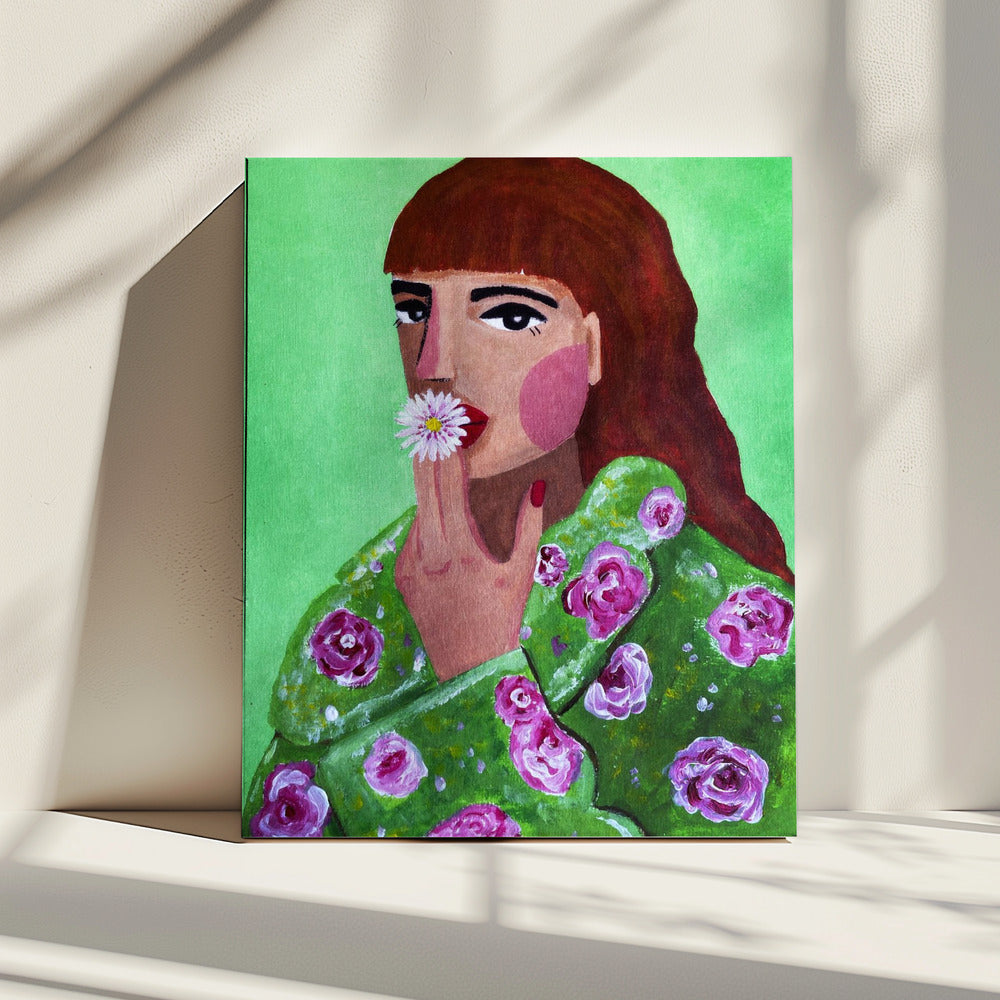 Woman Smoking a Flower | Canvas
