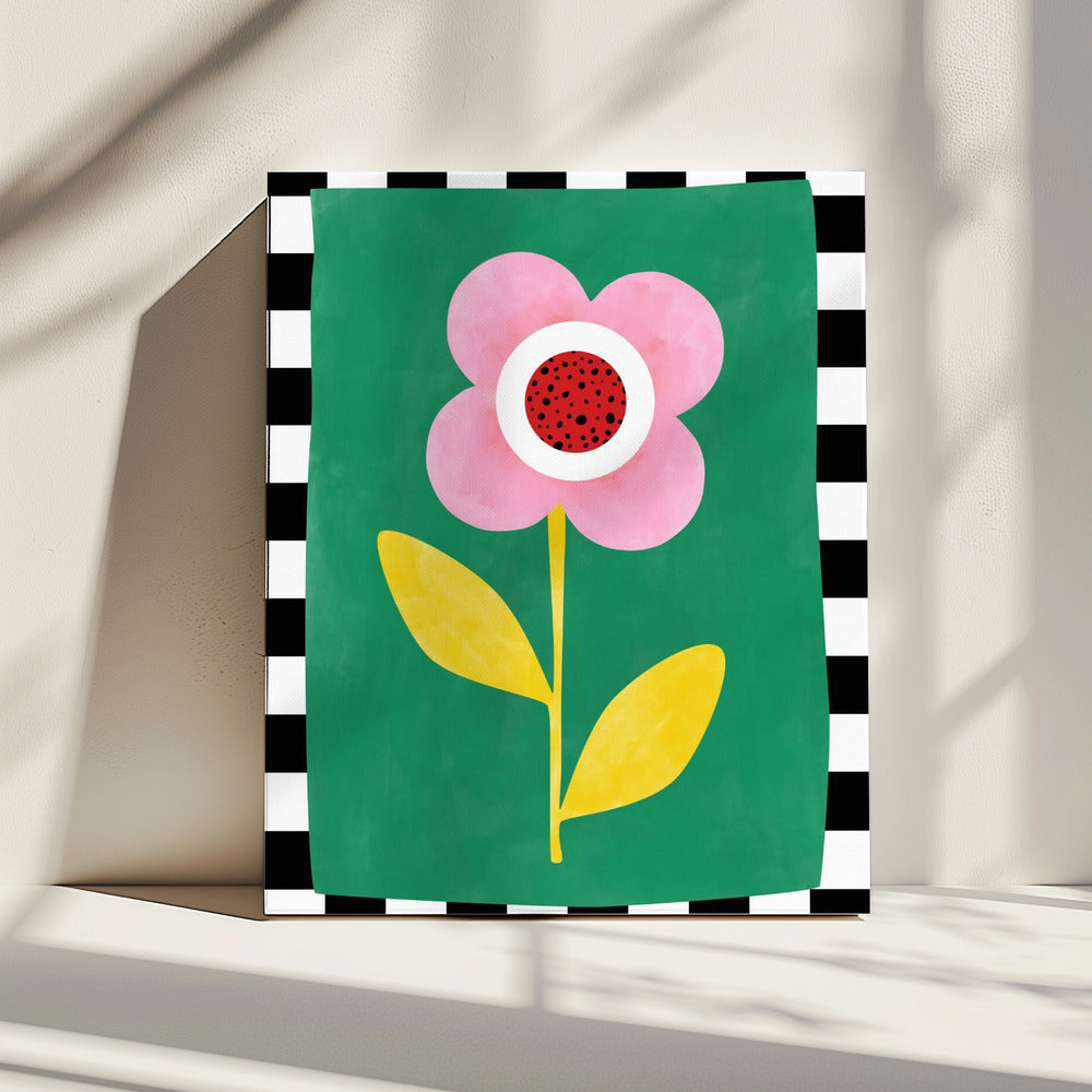 Pink Flower with Yellow Leaves | Canvas