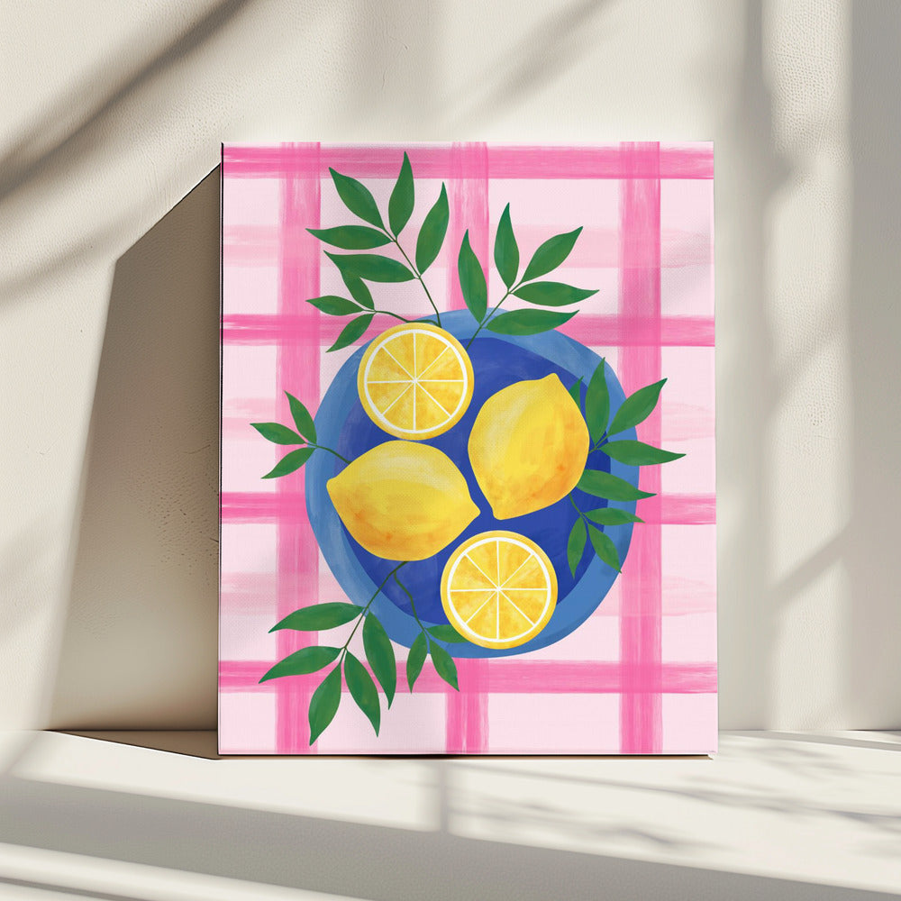 Lemons on a Blue Plate | Canvas