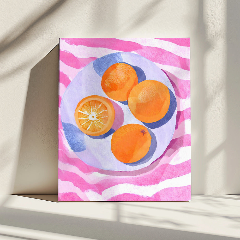 Orangen auf Teller | Canvas