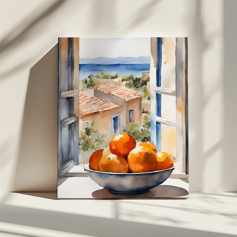 Orangenschale im Fenster | Canvas