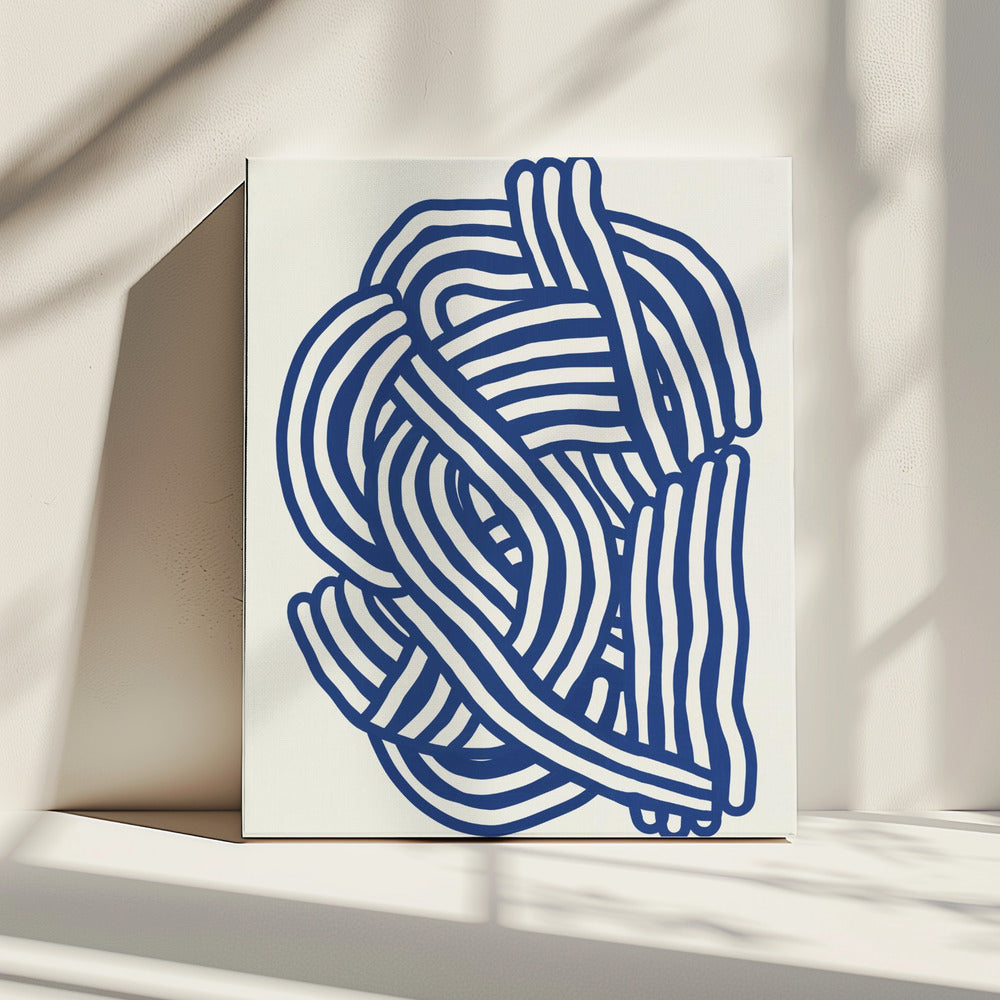 Line art organic shape in blue | Canvas