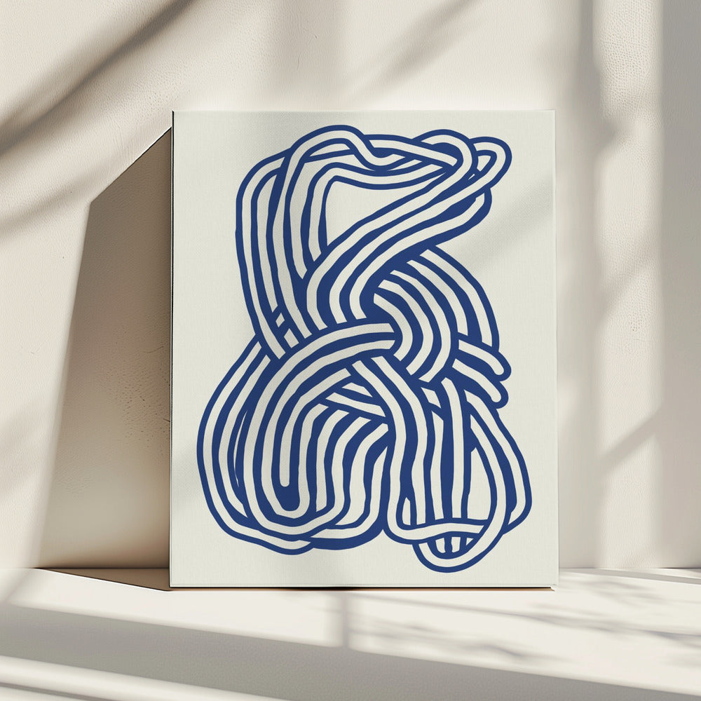 Line art organic shape in blue 02 | Canvas