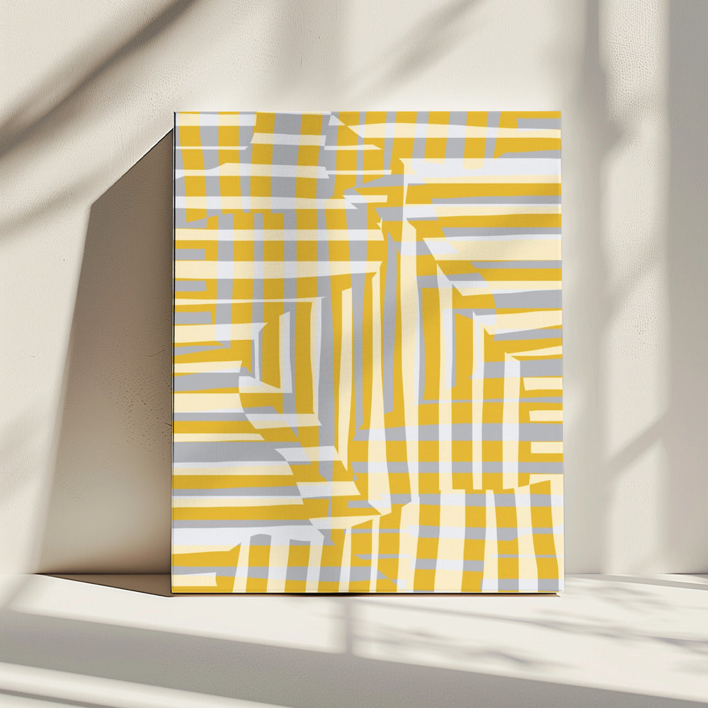Yellow line and stripe with grey variation | Canvas