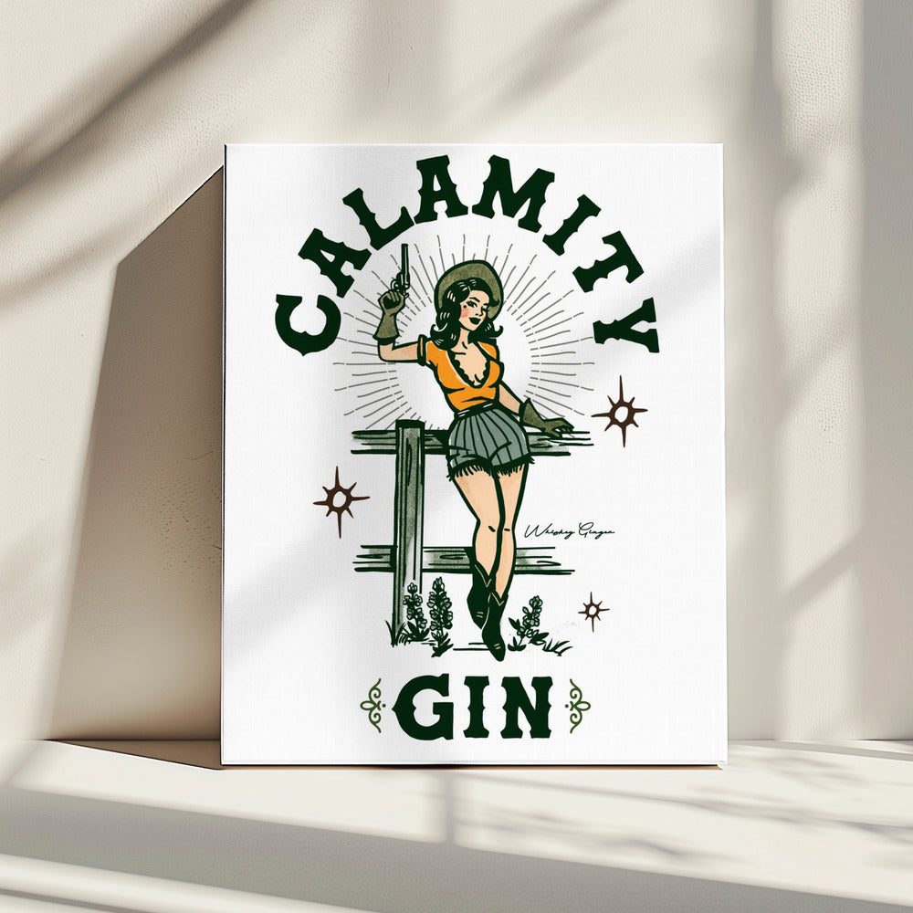 Calamity Gin Funny Retro Western Cowgirl Art | Canvas
