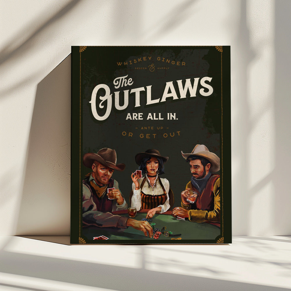 Outlaws Are All In Cool Cowboy Poker Art | Canvas