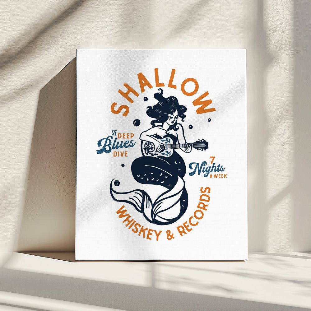 Shallow Whiskey & Records Dive Bar Music Mermaid | Canvas